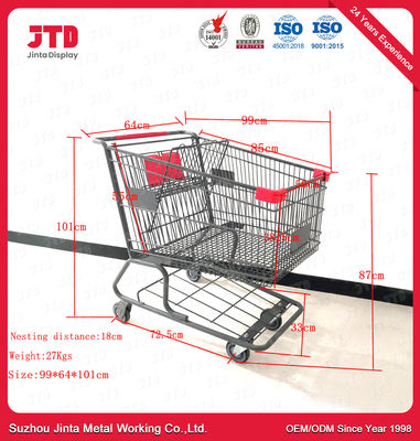 OEM Supermarket Shopping Mall Wózek 180L Heavy Duty Steel Shopping Cart